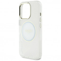 „Guess IML Metal Colored Circle Classic Logo MagSafe“ dėklas, skirtas „iPhone 16 Pro Max“ – baltas