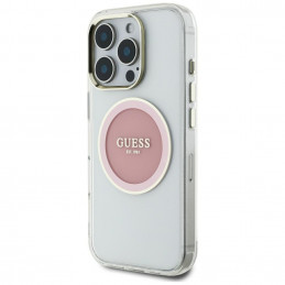 „Guess IML Metal Colored Circle Classic Logo MagSafe“ dėklas, skirtas „iPhone 16 Pro Max“ – rožinis