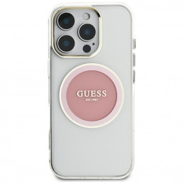 „Guess IML Metal Colored Circle Classic Logo MagSafe“ dėklas, skirtas „iPhone 16 Pro Max“ – rožinis