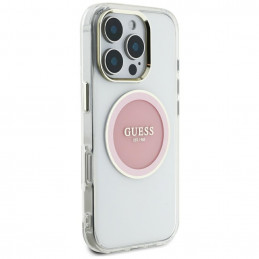 „Guess IML Metal Colored Circle Classic Logo MagSafe“ dėklas, skirtas „iPhone 16 Pro Max“ – rožinis