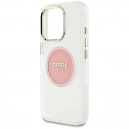 „Guess IML Metal Colored Circle Classic Logo MagSafe“ dėklas, skirtas „iPhone 16 Pro Max“ – rožinis