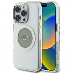 „Guess IML Metal Colored Circle Classic Logo MagSafe“ dėklas, skirtas „iPhone 16 Pro Max“ – pilkas