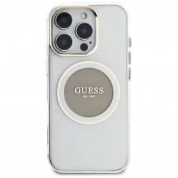„Guess IML Metal Colored Circle Classic Logo MagSafe“ dėklas, skirtas „iPhone 16 Pro“ – pilkas
