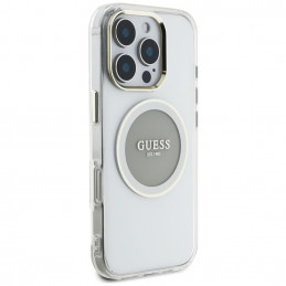 „Guess IML Metal Colored Circle Classic Logo MagSafe“ dėklas, skirtas „iPhone 16 Pro“ – pilkas