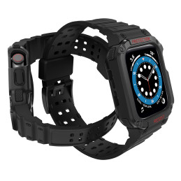 Apsaugokite dirželio juostą su dėklu Apple Watch 7 / 6 / 5 / 4 / 3 / 2 / SE (41 / 40 / 38 mm) dėklas, šarvuotas laikrodž...
