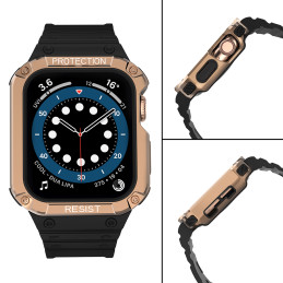 Apsauginė dirželio juostelė su dėklu Apple Watch 7/ 6/ 5/ 4/ 3/ 2/ SE (41/ 40/ 38mm) Šarvuotas laikrodžio dangtelis juod...