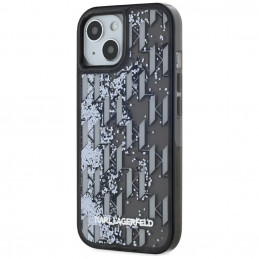 Karl Lagerfeld Liquide Glitter Monogram Gradient iPhone 15 dėklas – juodas