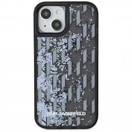 Karl Lagerfeld Liquide Glitter Monogram Gradient iPhone 15 dėklas – juodas