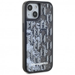 Karl Lagerfeld Liquide Glitter Monogram Gradient iPhone 15 dėklas – juodas