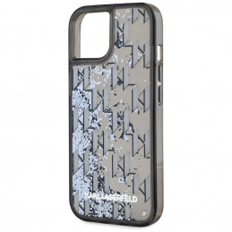 Karl Lagerfeld Liquide Glitter Monogram Gradient iPhone 15 dėklas – juodas