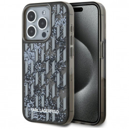 „Karl Lagerfeld“ „Liquide Glitter Monogram Gradient“ dėklas, skirtas „iPhone 15 Pro Max“ – juodas