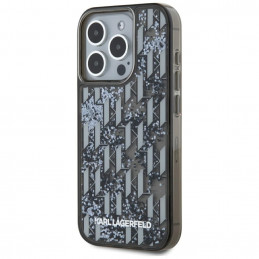 „Karl Lagerfeld“ „Liquide Glitter Monogram Gradient“ dėklas, skirtas „iPhone 15 Pro Max“ – juodas