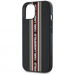 Karl Lagerfeld Saffiano Athleisure Stripes Cord iPhone 15 dėklas – raudonas