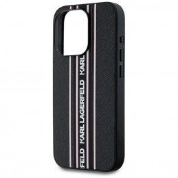 Karl Lagerfeld Saffiano Athleisure Stripes laidinis dėklas iPhone 15 Pro Max – rožinis
