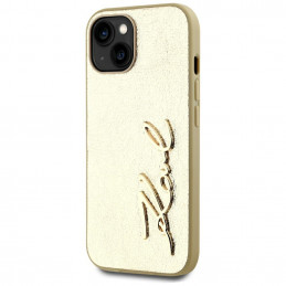 Karl Lagerfeld raukšlėto metalo „iPhone 15“ dėklas – auksinis
