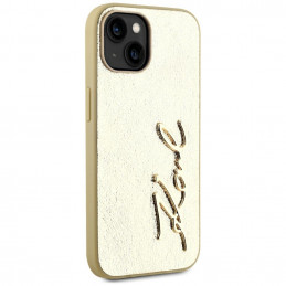 Karl Lagerfeld raukšlėto metalo „iPhone 15“ dėklas – auksinis