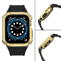 Apsauginė dirželio juosta su dėklu Apple Watch 7/ 6/ 5/ 4/ 3/ 2/ SE (41/ 40/ 38mm) Šarvuoto laikrodžio dėklas, juodas / ...