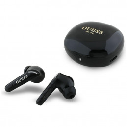 „Guess Flat Classic Logo“ galvanizuotos TWS ausinės – juodos