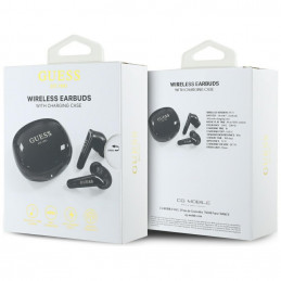 „Guess Flat Classic Logo“ galvanizuotos TWS ausinės – juodos