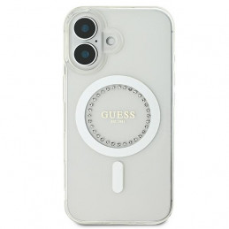 „Guess IML MagSafe“ dėklas su rhinestones elementais, skirtas „iPhone 16 Plus“ – baltas
