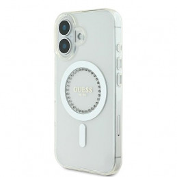 „Guess IML MagSafe“ dėklas su rhinestones elementais, skirtas iPhone 16 – baltas