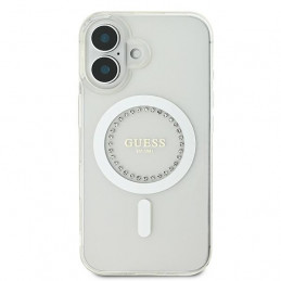 „Guess IML MagSafe“ dėklas su rhinestones elementais, skirtas iPhone 16 – baltas