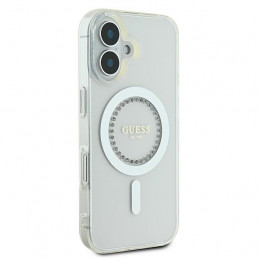 „Guess IML MagSafe“ dėklas su rhinestones elementais, skirtas iPhone 16 – baltas