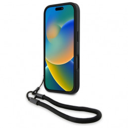 BMW firminis odinis „iPhone 16 Pro“ dėklas su užrašu ir laidu – juodas