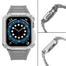 Apsauginė dirželio juostelė su dėklu Apple Watch 7/ 6/ 5/ 4/ 3/ 2/ SE (41/ 40/ 38mm) Šarvuoto laikrodžio dėklas, pilkas ...