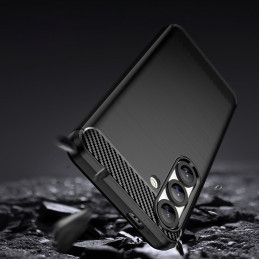 Lankstus silikoninis anglies pluošto dėklas, skirtas „Xiaomi Redmi Turbo 4“ / „Xiaomi Poco X7 Pro“ - juodas