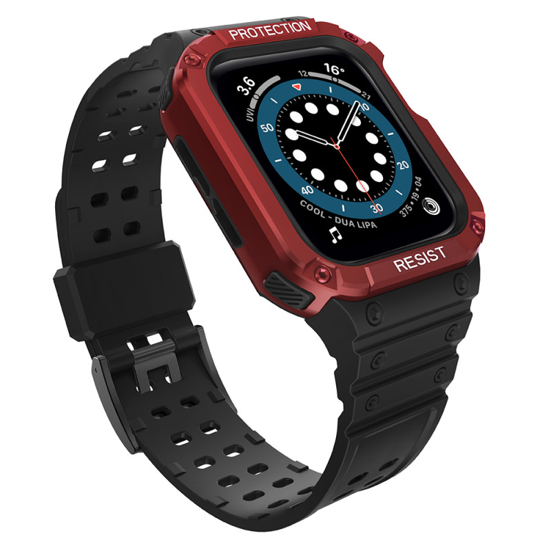 Apsaugokite dirželio juostą su dėklu, skirtu Apple Watch 7 / 6 / 5 / 4 / 3 / 2 / SE (45 / 44 / 42 mm) dėklas, šarvuotas ...