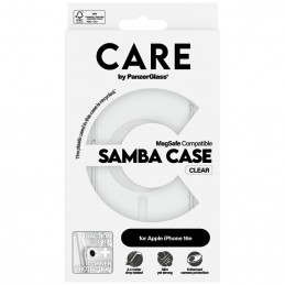 „CARE by PanzerGlass“ madingas „MagSafe“ dėklas, skirtas „iPhone 16e“ – permatomas