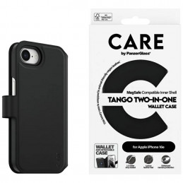 „CARE by PanzerGlass Feature Tango 2in1“ piniginės dėklas, skirtas „iPhone 16e“ – juodas