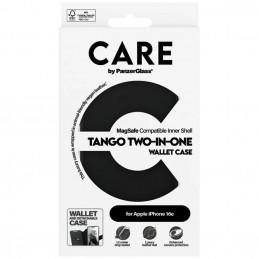 „CARE by PanzerGlass Feature Tango 2in1“ piniginės dėklas, skirtas „iPhone 16e“ – juodas