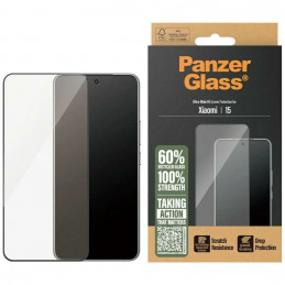 „PanzerGlass“ itin plataus tvirtinimo grūdintas stiklas su juodu rėmeliu, skirtas „Xiaomi 15“