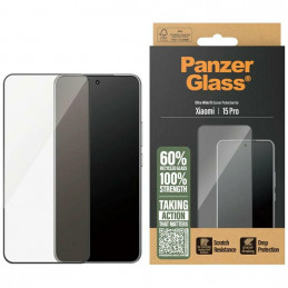 „PanzerGlass“ itin plataus tvirtinimo grūdintas stiklas su juodu rėmeliu, skirtas „Xiaomi 15 Pro“