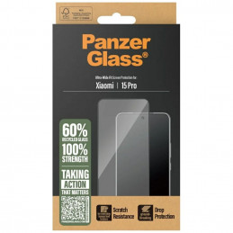 „PanzerGlass“ itin plataus tvirtinimo grūdintas stiklas su juodu rėmeliu, skirtas „Xiaomi 15 Pro“