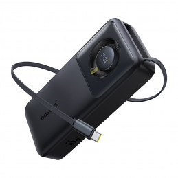 „Baseus Free2Pull“ 20000mAh 65W išorinė baterija su ištraukiamu USB-C laidu - juoda