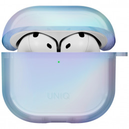 UNIQ Iridescia dėklas, skirtas AirPods 4 ausinėms, pakabinamas – holografinės mėlynos spalvos