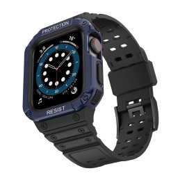 Apsauginė dirželio juosta su dėklu Apple Watch 7/ 6/ 5/ 4/ 3/ 2/ SE (45/ 44/ 42mm) dėklas, šarvuotas laikrodžio dangteli...