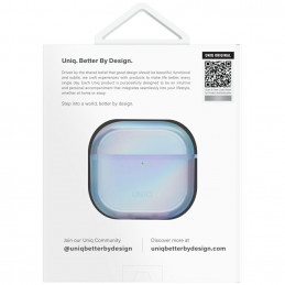 UNIQ Iridescia dėklas, skirtas AirPods 4 ausinėms, pakabinamas – holografinės mėlynos spalvos