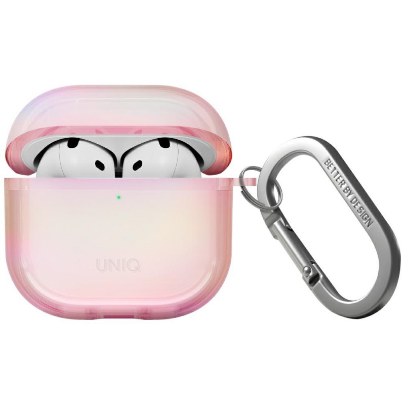 UNIQ Iridescia AirPods 4 pakabinamas dėklas – holografinė rožinė