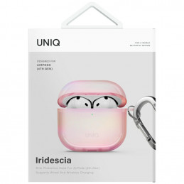 UNIQ Iridescia AirPods 4 pakabinamas dėklas – holografinė rožinė