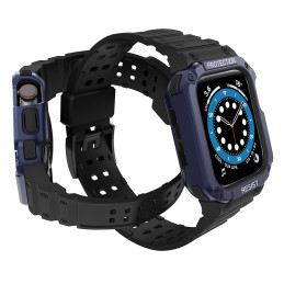 Apsauginė dirželio juosta su dėklu Apple Watch 7/ 6/ 5/ 4/ 3/ 2/ SE (45/ 44/ 42mm) dėklas, šarvuotas laikrodžio dangteli...