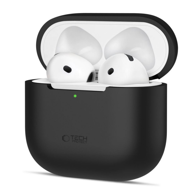 „Tech-Protect“ silikoninis dėklas, skirtas „Apple AirPods 4“ ausinėms – juodas