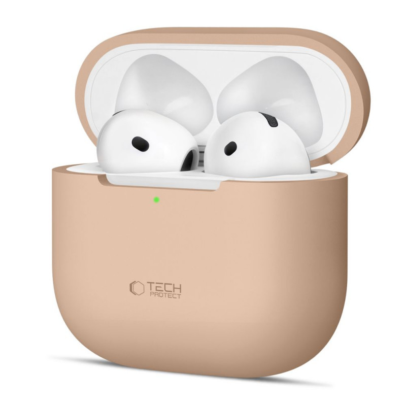 „Tech-Protect“ silikoninis dėklas, skirtas „Apple AirPods 4“ – smėlio spalvos
