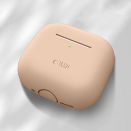„Tech-Protect“ silikoninis dėklas, skirtas „Apple AirPods 4“ – smėlio spalvos