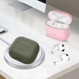 „Tech-Protect“ silikoninis dėklas, skirtas „Apple AirPods 4“ – smėlio spalvos
