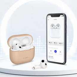 „Tech-Protect“ silikoninis dėklas, skirtas „Apple AirPods 4“ – smėlio spalvos