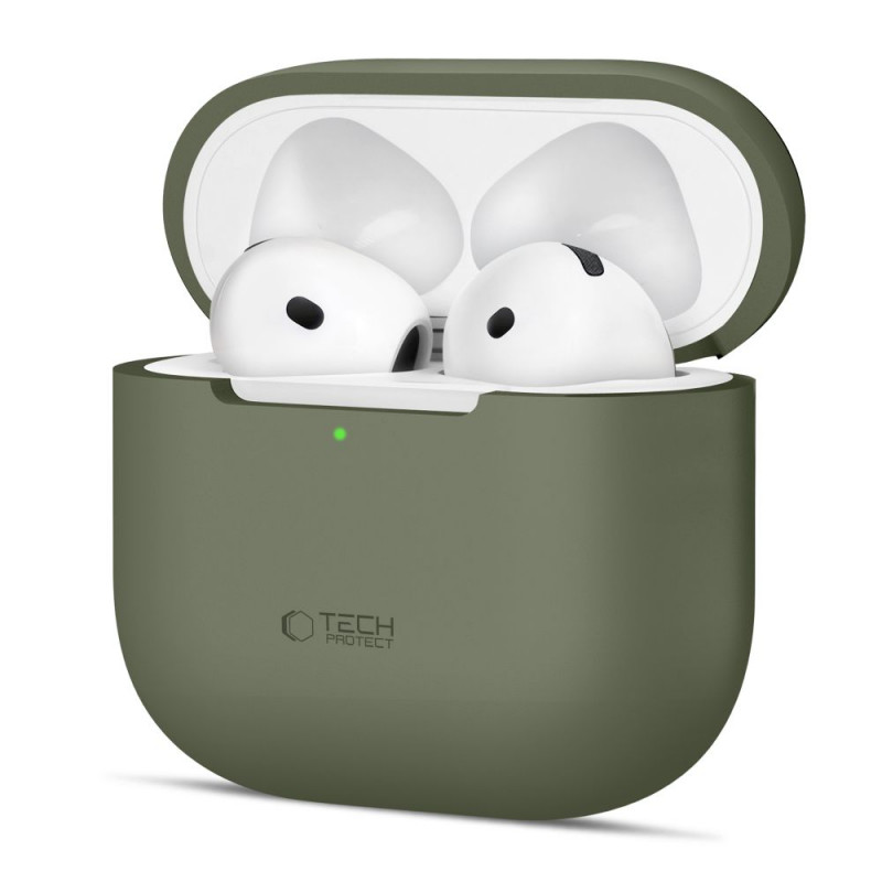„Tech-Protect“ silikoninis dėklas, skirtas „Apple AirPods 4“ ausinėms – alyvuogių spalvos